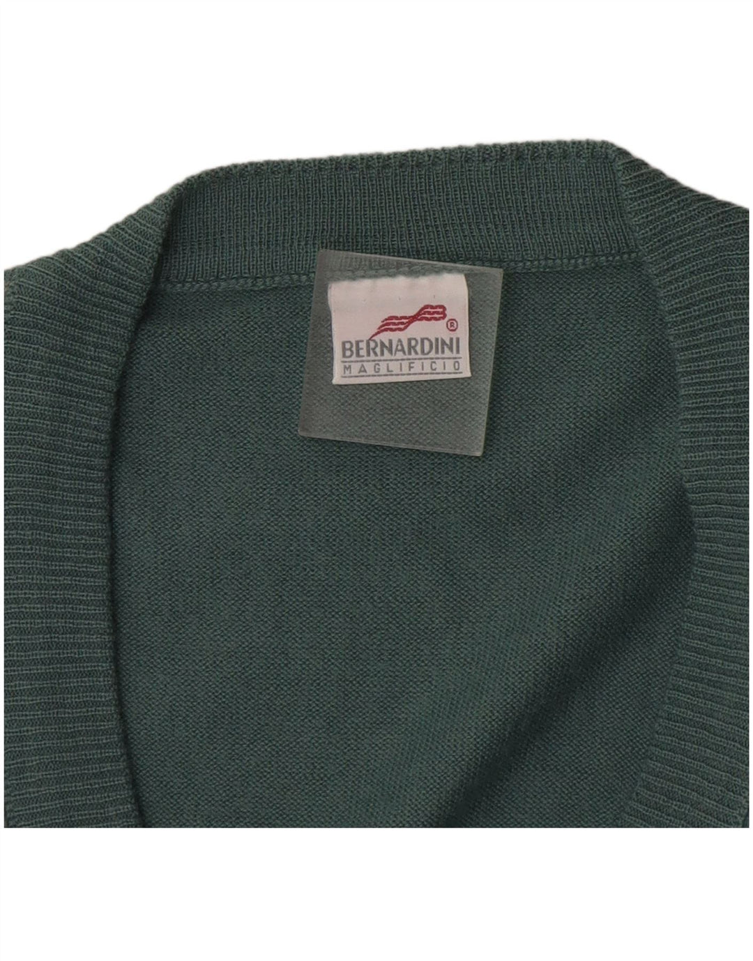 Bernardini Mens Sleeveless Cardigan Sweater XL Blue Geometric Wool