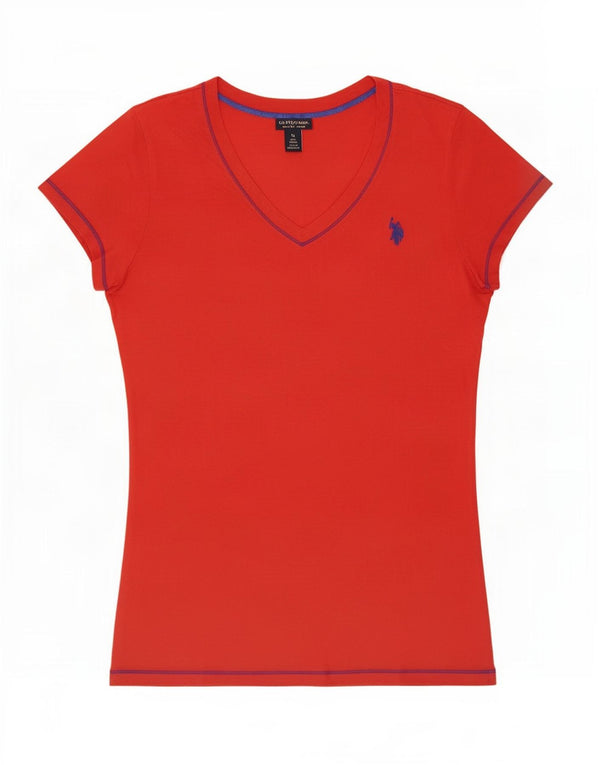 U.S. Polo Assn. Womens T-Shirt Top UK 12 Medium Red Cotton