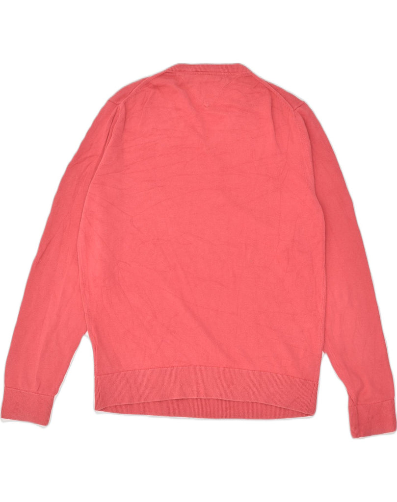 TOMMY HILFIGER Mens V-Neck Jumper Sweater Medium Pink Cotton | Vintage Tommy Hilfiger | Thrift | Second-Hand Tommy Hilfiger | Used Clothing | Messina Hembry 