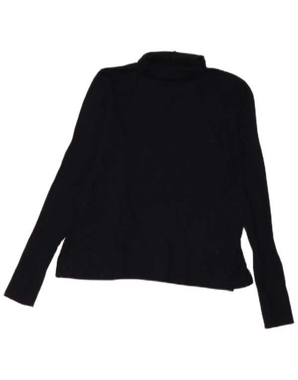 Zara Womens Blouse Top UK 12 Medium Navy Blue Modal