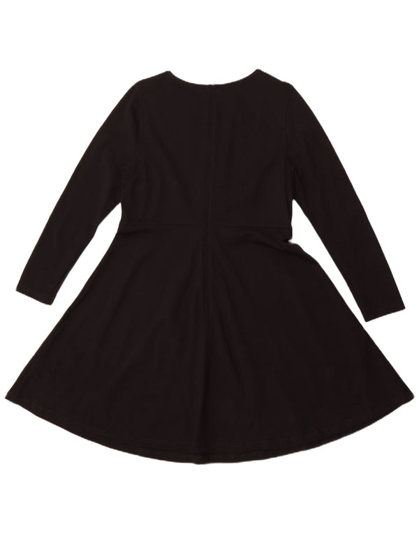 MARKS & SPENCER Womens Long Sleeve A-Line Dress UK 16 Large  Black Viscose