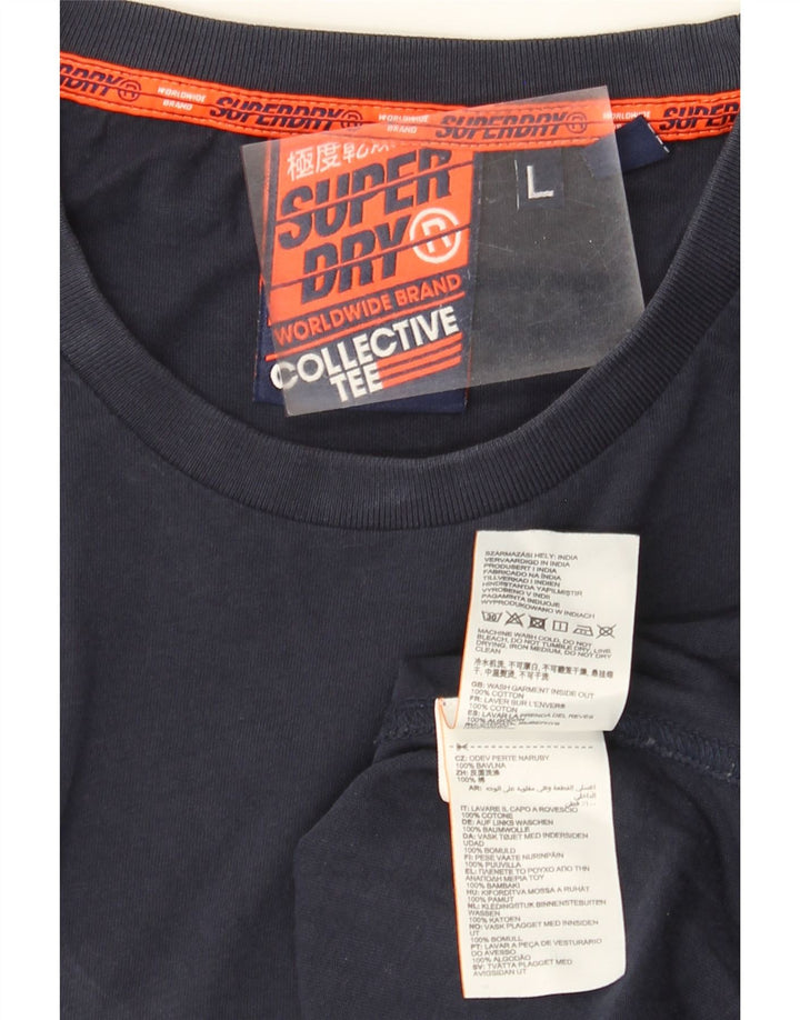 Superdry Mens T-Shirt Top Large Navy Blue Cotton