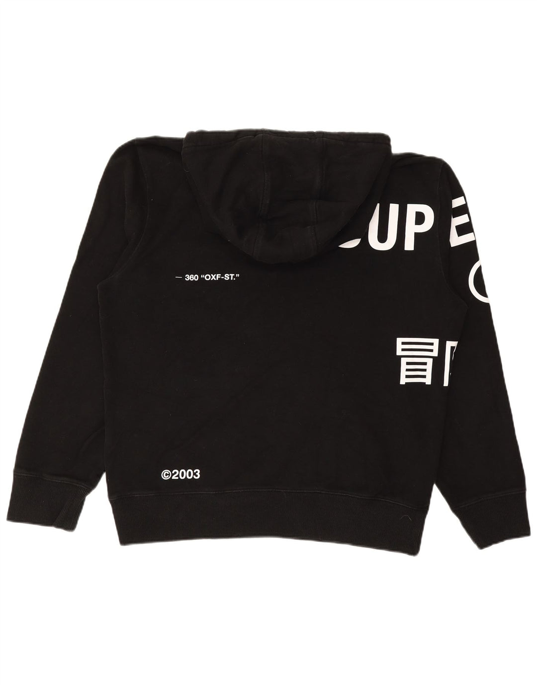 SUPERDRY Mens Graphic Hoodie Jumper XL Black Cotton