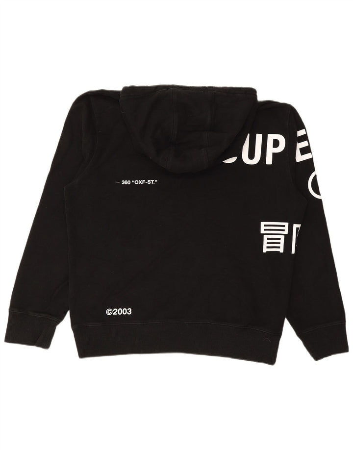 SUPERDRY Mens Graphic Hoodie Jumper XL Black Cotton