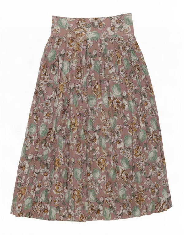 Vintage Womens High Waist Pleated Skirt Small W26 Multicoloured Floral