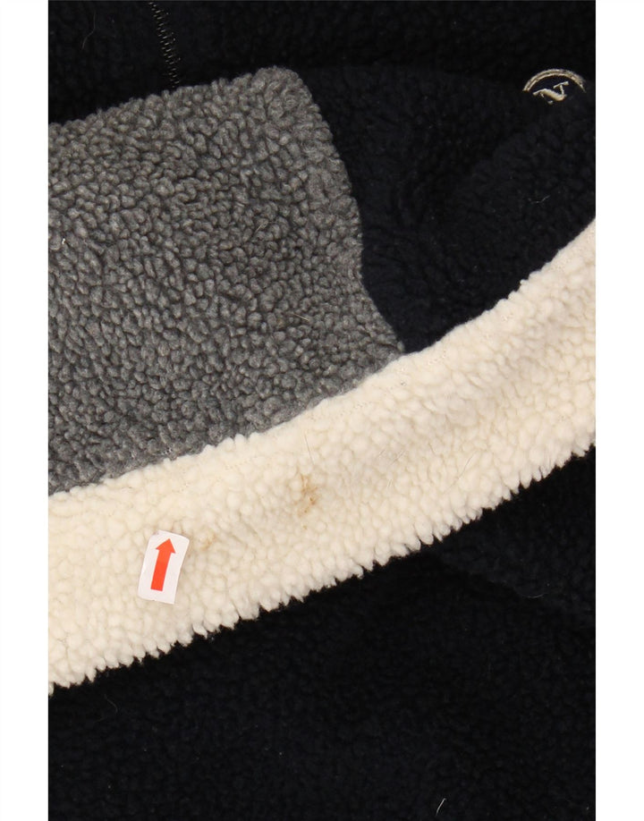 NORTH SAILS Mens Graphic Zip Neck Fleece Jumper XL Navy Blue Colourblock