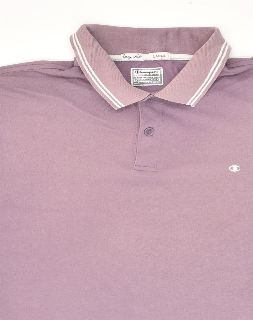 CHAMPION Mens Easy Fit Polo Shirt Large Purple Cotton | Vintage Champion | Thrift | Second-Hand Champion | Used Clothing | Messina Hembry 