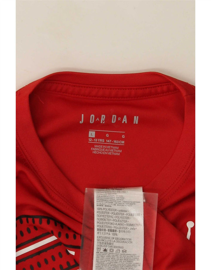 Jordan Boys Graphic T-Shirt Top 12-13 Years Large Red Polyester