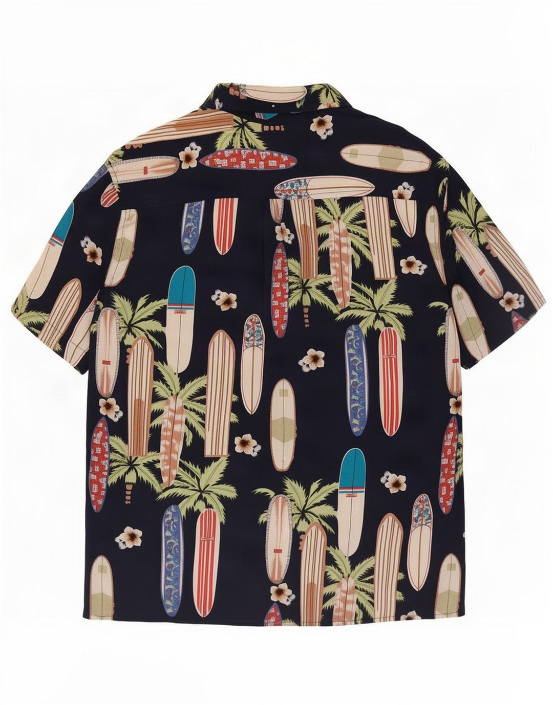 Vintage Mens Abstract Pattern Short Sleeve Shirt Large Navy Blue Rayon