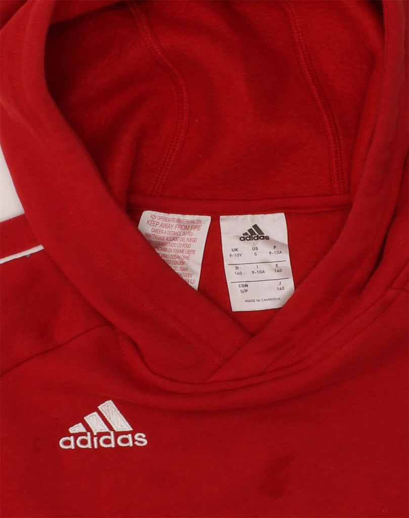 ADIDAS Boys Hoodie Jumper 9-10 Years Red Cotton | Vintage Adidas | Thrift | Second-Hand Adidas | Used Clothing | Messina Hembry 