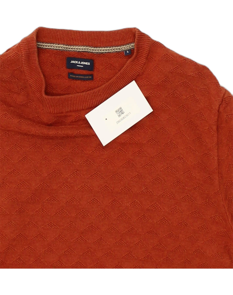 JACK & JONES Mens Crew Neck Jumper Sweater Large Orange Cotton | Vintage Jack & Jones | Thrift | Second-Hand Jack & Jones | Used Clothing | Messina Hembry 