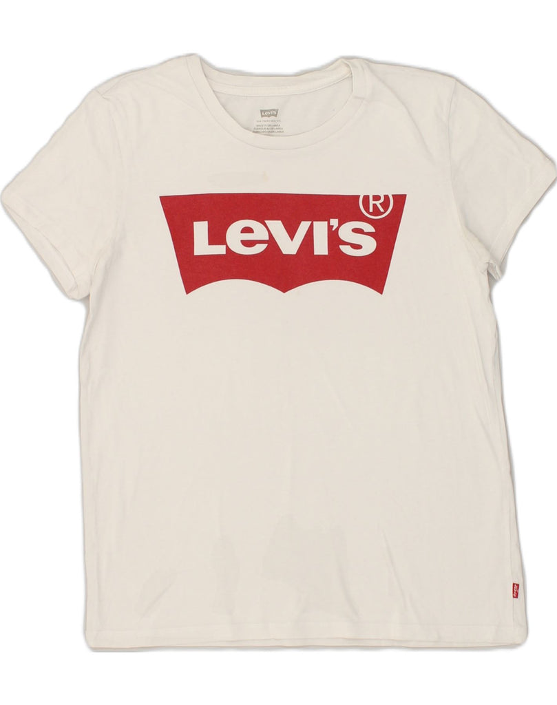 LEVI'S Womens Graphic T-Shirt Top UK 10 Small White | Vintage Levi's | Thrift | Second-Hand Levi's | Used Clothing | Messina Hembry 