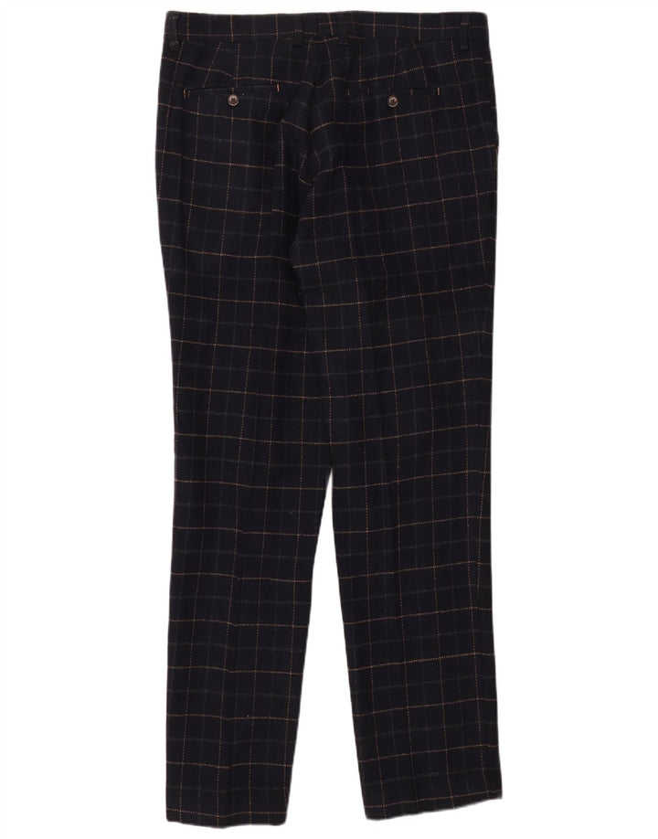 Cavani Mens 2 Button 2 Piece Suit UK 40 Large W38 L32 Navy Blue Check