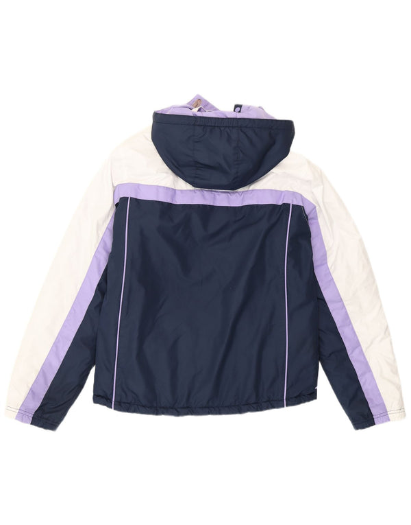 Nike Girls Hooded Padded Jacket 13-14 Years XL Purple Colourblock Polyester