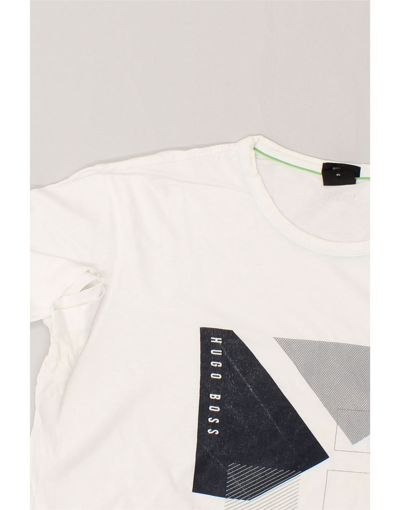 HUGO BOSS Mens Slim Graphic T-Shirt Top XL White Cotton | Vintage Hugo Boss | Thrift | Second-Hand Hugo Boss | Used Clothing | Messina Hembry 