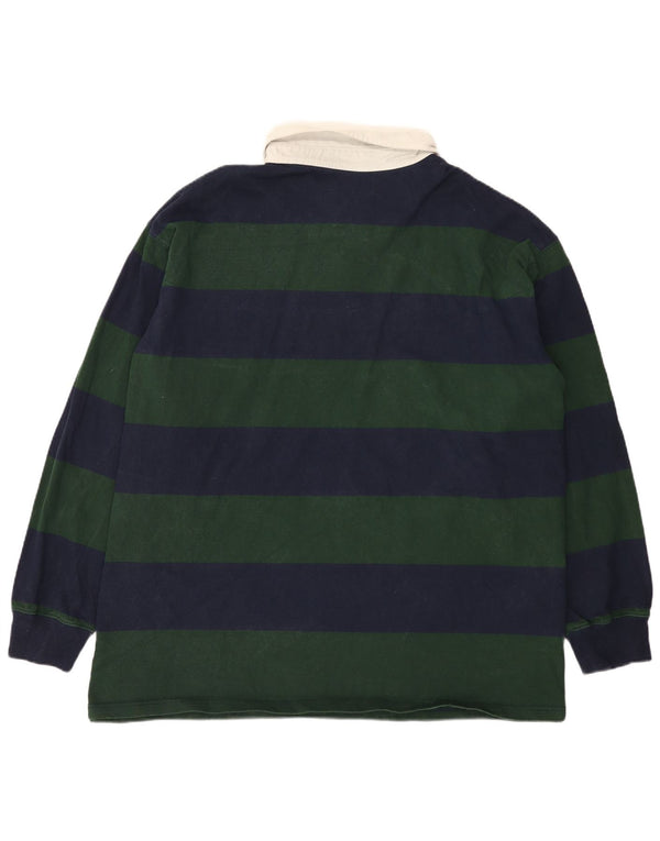 Polo Ralph Lauren Mens Big Long Sleeve Rugby Shirt 4XL Green Striped Cotton