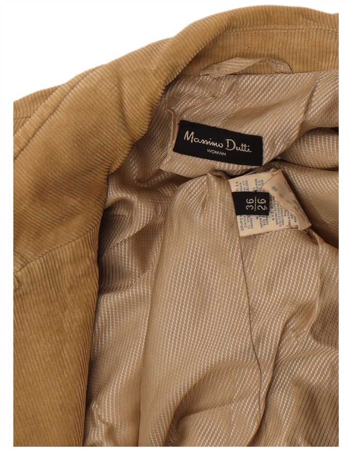MASSIMO DUTTI Womens 2 Button Corduroy Blazer Jacket EU 36 XS Brown Cotton