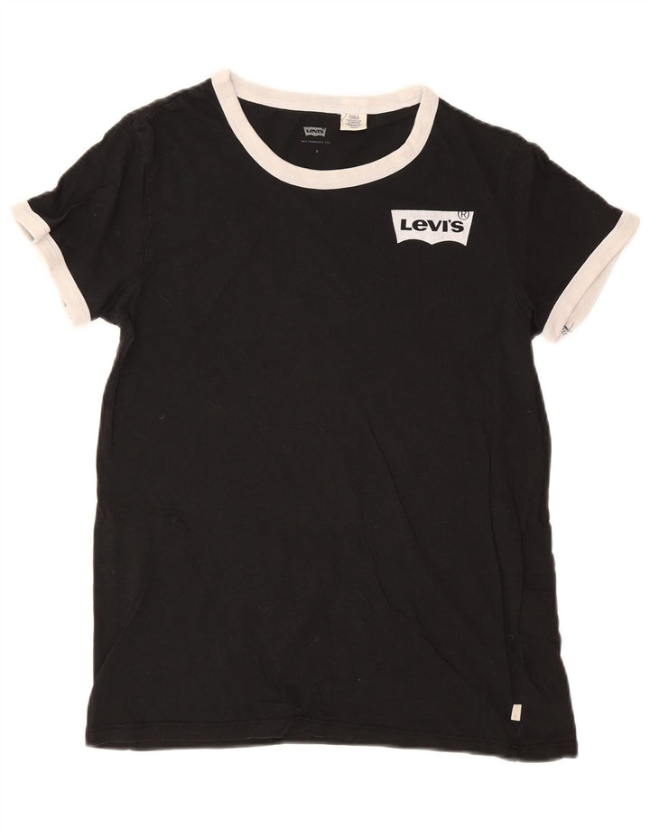 Levi's Womens T-Shirt Top UK 10 Small Black Cotton
