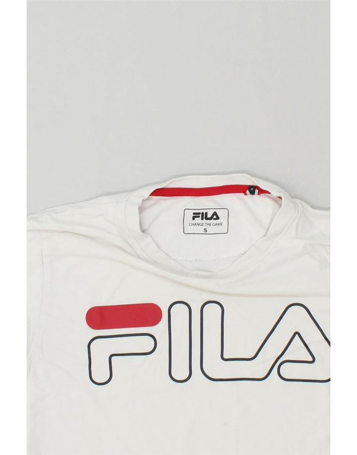 FILA Mens Graphic T-Shirt Top Small White Cotton Vintage Fila and Second-Hand Fila from Messina Hembry 