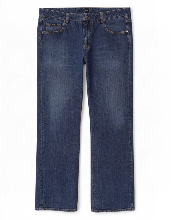 Hugo Boss Mens Straight Jeans W38 L32 Navy Blue Cotton
