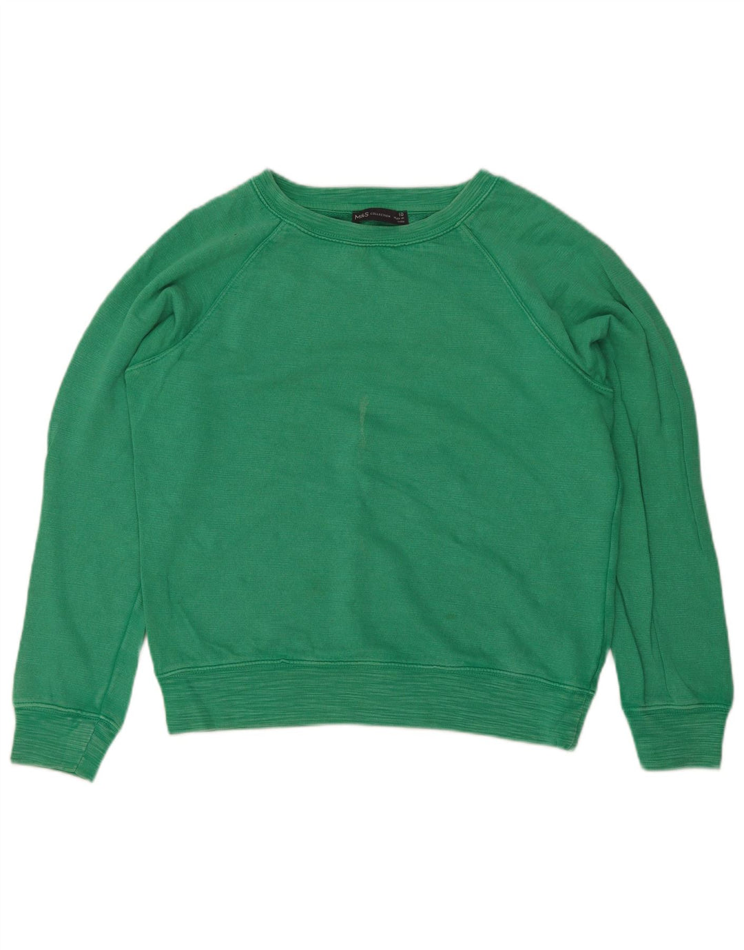 Marks & Spencer Womens Oversized Sweatshirt Jumper UK 10 Small Green Cotton
