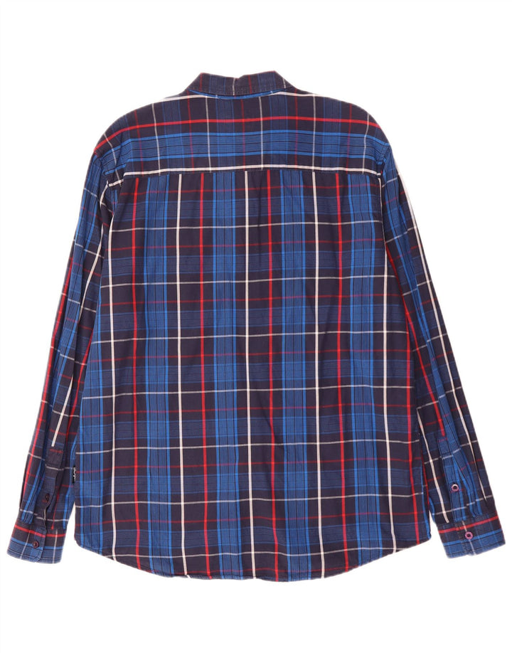 Wrangler Mens Regular Fit Shirt XL Navy Blue Check Cotton