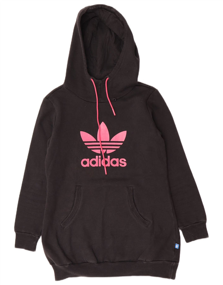 Adidas Womens Graphic Hoodie Jumper IT 46 Large Black Polyester
