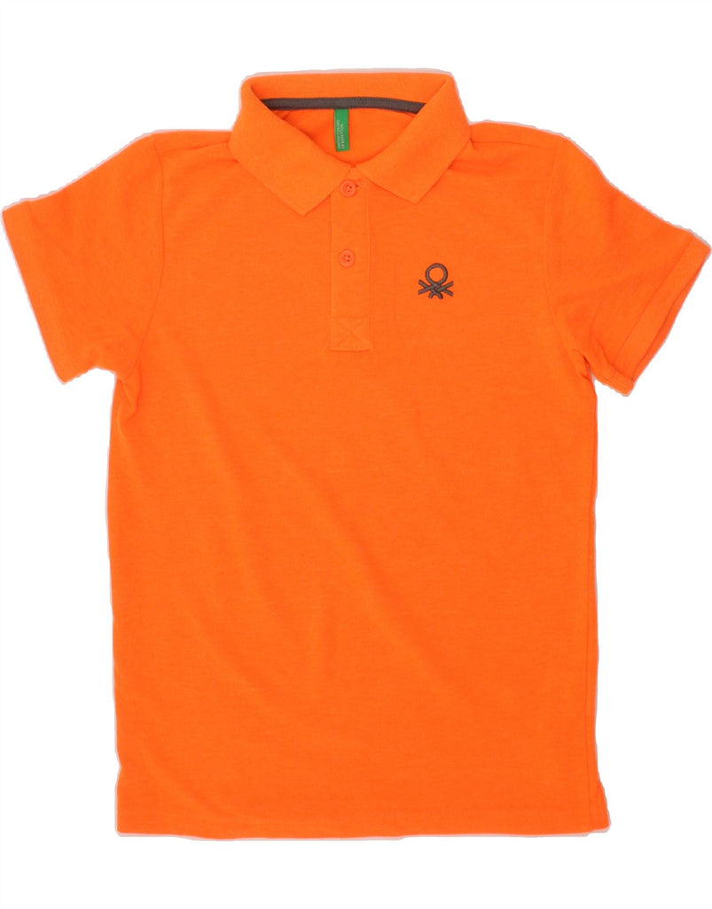 BENETTON Boys Polo Shirt 10-11 Years XL Orange Polyester Vintage Benetton and Second-Hand Benetton from Messina Hembry 
