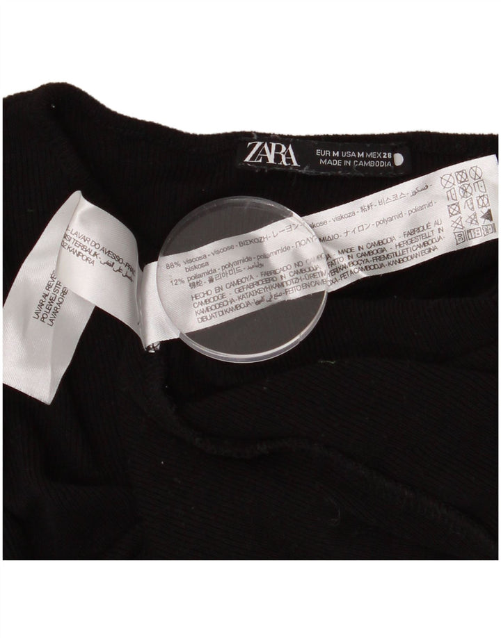 ZARA Womens Boat Neck Jumper Sweater UK 12 Medium Black Viscose