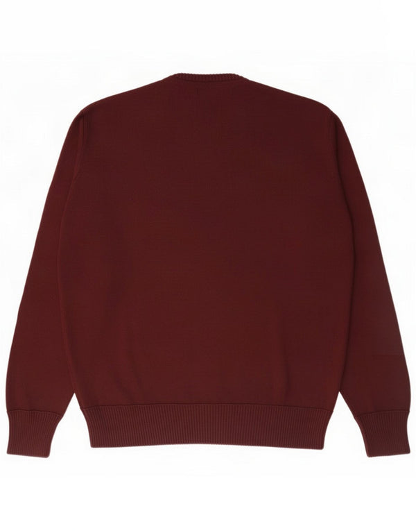 Marina Militare Mens V-Neck Jumper Sweater 2XL Burgundy Cotton