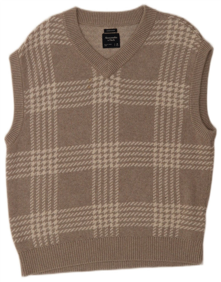 Abercrombie & Fitch Mens Oversized Vest Tank Top Medium Grey Houndstooth