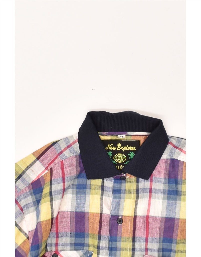VINTAGE Mens Short Sleeve Shirt Medium Multicoloured Check Cotton | Vintage Vintage | Thrift | Second-Hand Vintage | Used Clothing | Messina Hembry 