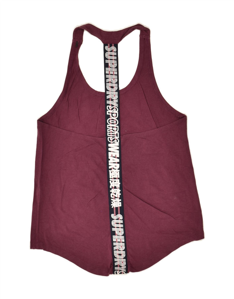 SUPERDRY Womens Graphic Vest Top UK 8 Small  Maroon Cotton Sports | Vintage Superdry | Thrift | Second-Hand Superdry | Used Clothing | Messina Hembry 