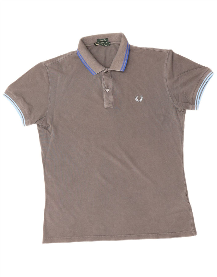 FRED PERRY Mens Slim Fit Polo Shirt Medium Grey Cotton