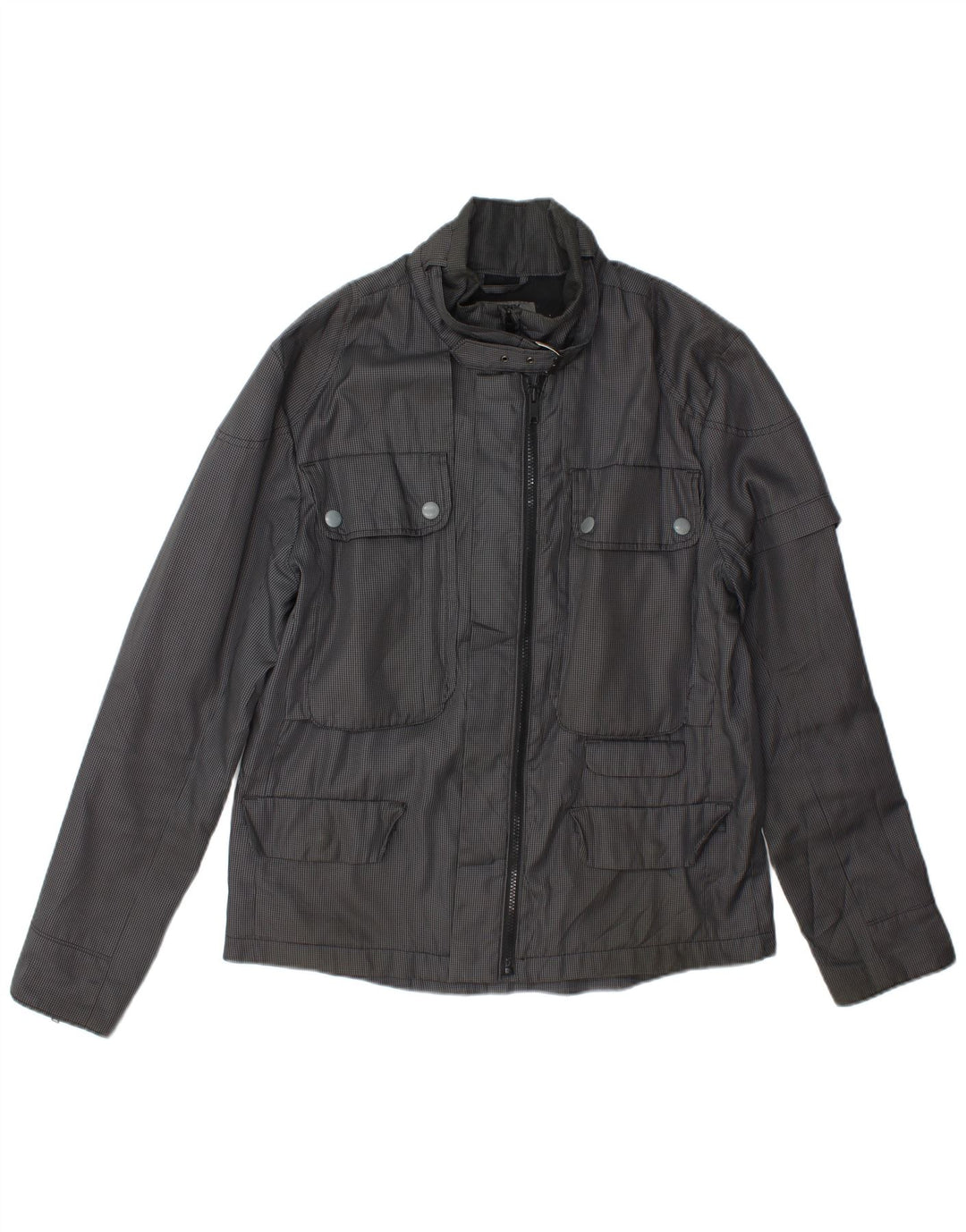 Dkny Mens Utility Jacket UK 40 Large Grey Houndstooth Polyester
