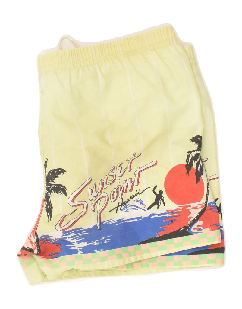 VINTAGE Mens Graphic Swimming Shorts XL Yellow | Vintage Vintage | Thrift | Second-Hand Vintage | Used Clothing | Messina Hembry 