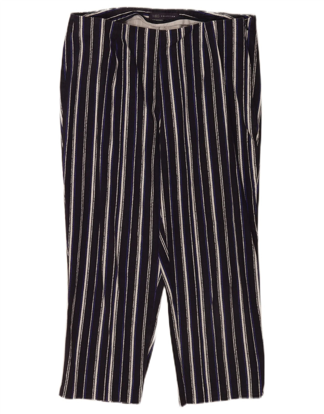 Marks & Spencer Womens Capri Trousers UK 12 Medium W30 L20 Navy Blue