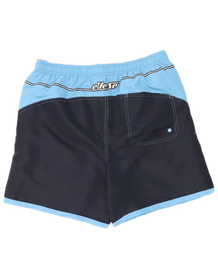 Ellesse Mens Graphic Swimming Shorts Medium Navy Blue Colourblock Polyester