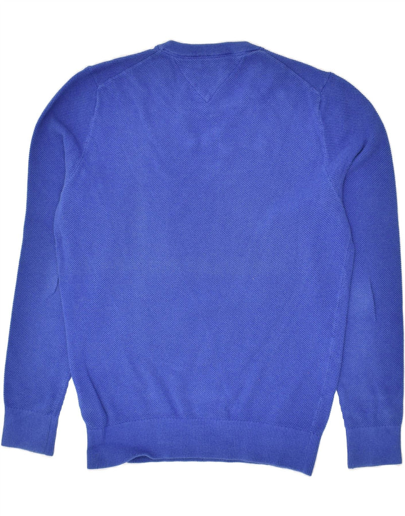 TOMMY HILFIGER Mens Crew Neck Jumper Sweater Medium Blue Cotton | Vintage Tommy Hilfiger | Thrift | Second-Hand Tommy Hilfiger | Used Clothing | Messina Hembry 