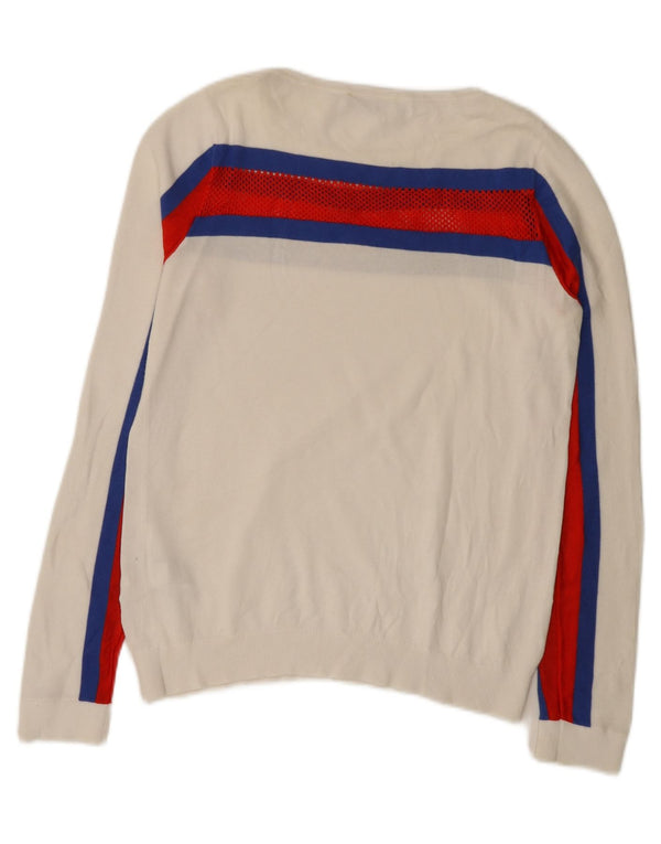Tommy Hilfiger Mens Boat Neck Jumper Sweater Small White Striped Cotton