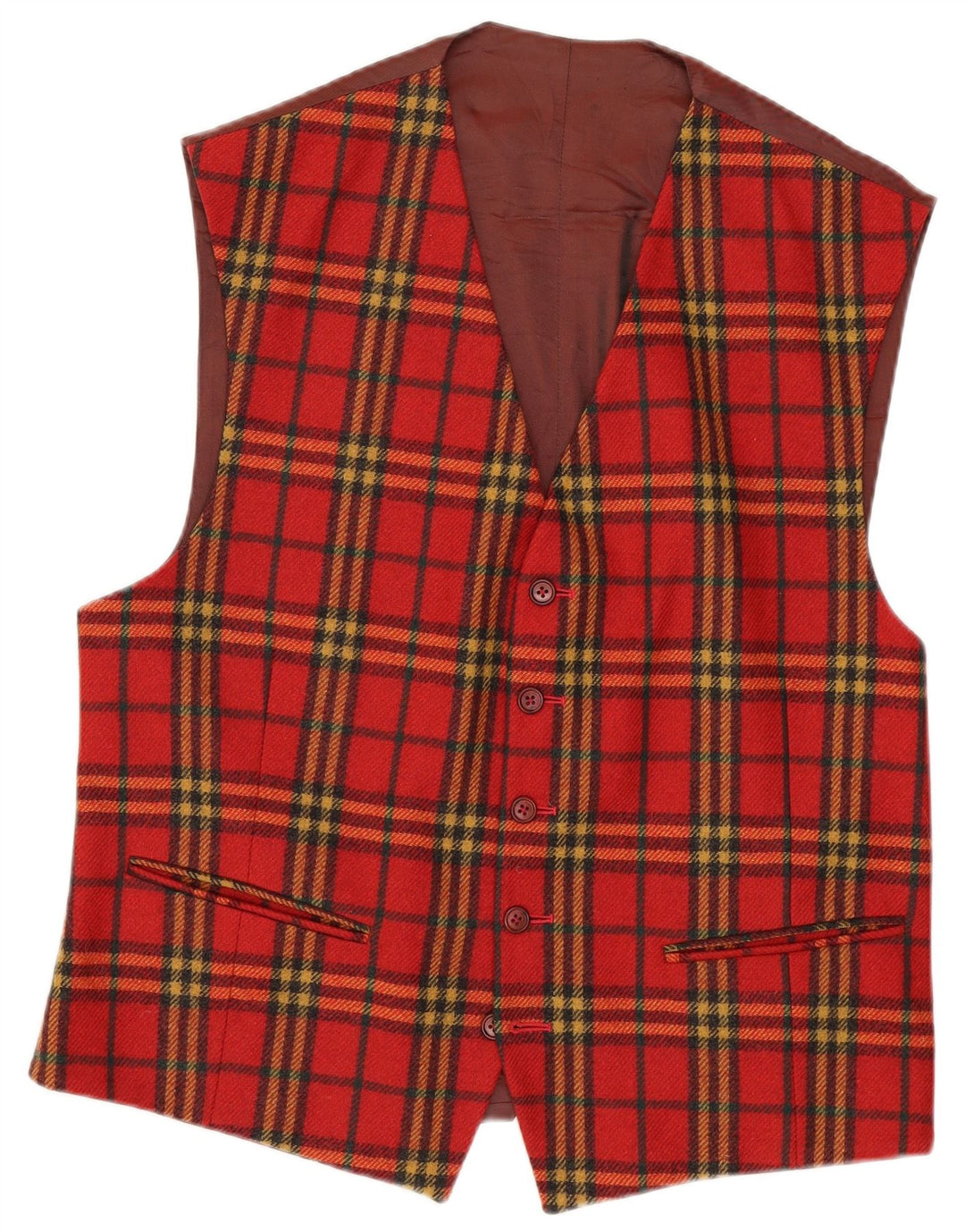 Via Ardigo Mens Waistcoat Small Red Check