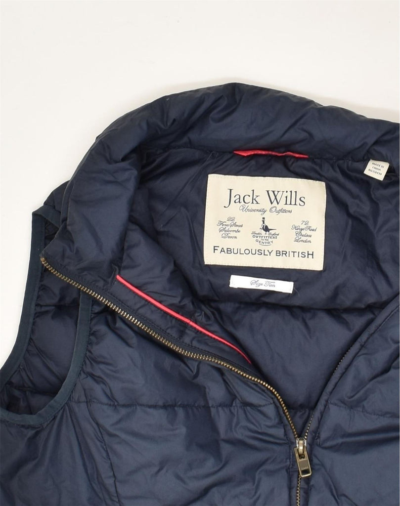 JACK WILLS Womens Padded Gilet UK 10 Small Navy Blue | Vintage Jack Wills | Thrift | Second-Hand Jack Wills | Used Clothing | Messina Hembry 