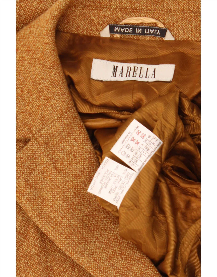 Marella Womens Crop 3 Button Blazer Jacket UK 10 Small Brown Wool
