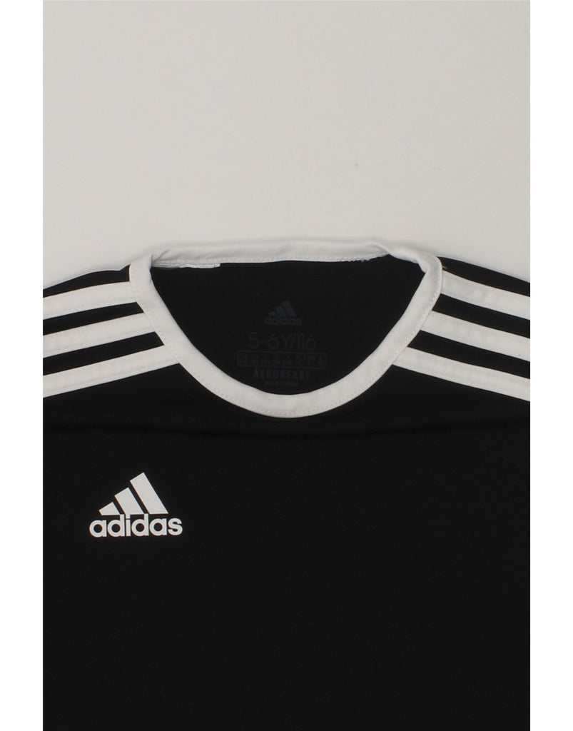 ADIDAS Boys Aeroready T-Shirt Top 5-6 Years Black Colourblock Polyester | Vintage Adidas | Thrift | Second-Hand Adidas | Used Clothing | Messina Hembry 