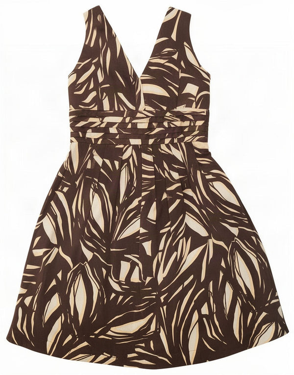 Marks & Spencer Womens Autograph A-Line Dress UK 12 Medium Brown Geometric