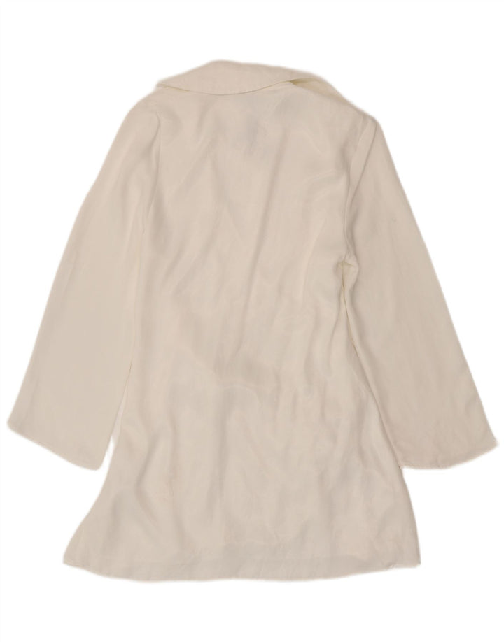 Zara Womens Long Sleeve Wrap Dress UK 12 Medium White Viscose