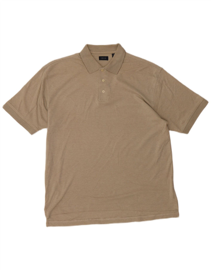 IZOD Mens Polo Shirt Medium Beige Cotton