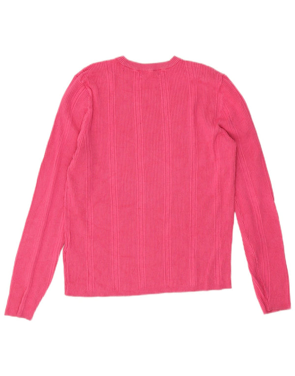 Marks & Spencer Womens Crew Neck Jumper Sweater UK 14 Medium Pink Viscose