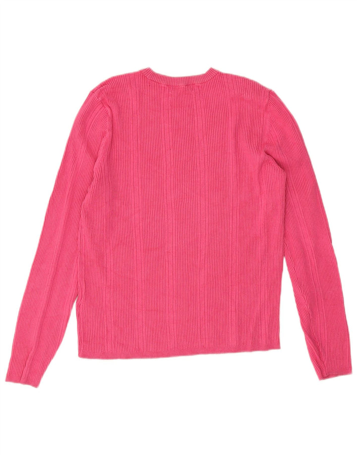 Marks & Spencer Womens Crew Neck Jumper Sweater UK 14 Medium Pink Viscose