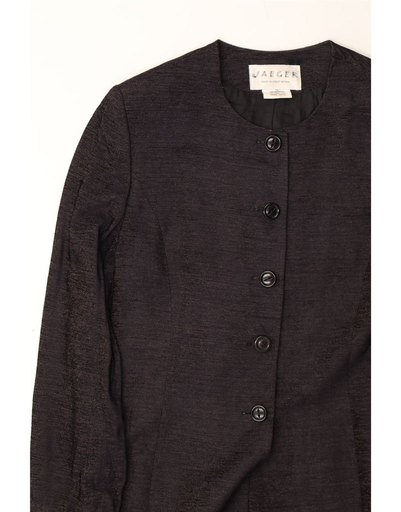 JAEGER Womens 4 Button Longline Blazer Jacket UK 14 Medium  Purple Viscose Vintage Jaeger and Second-Hand Jaeger from Messina Hembry 